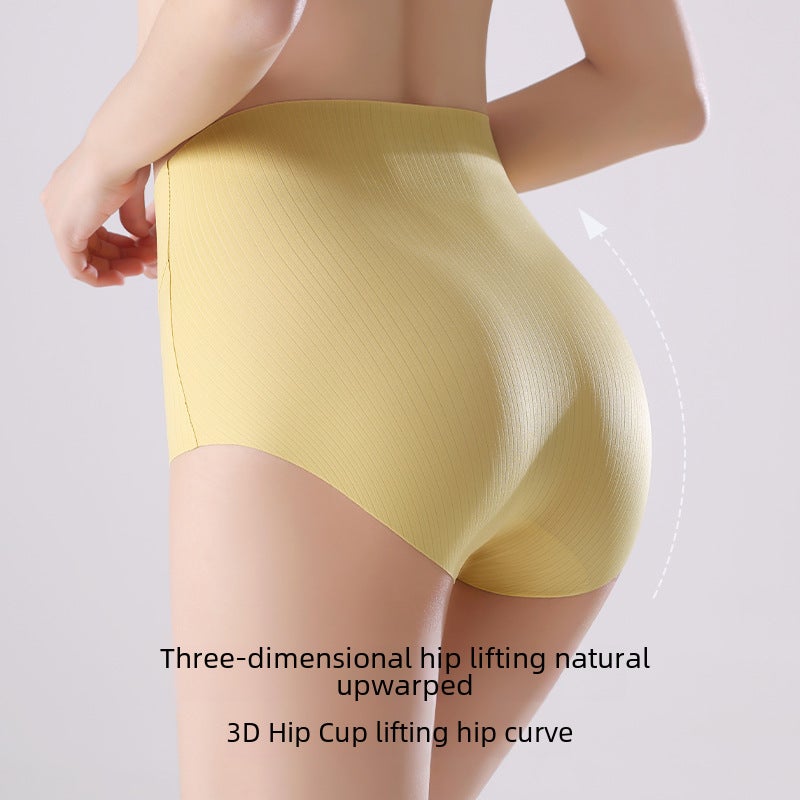 Seamless High-Waist Silk Briefs with Antibacterial Crotch Almond color  - Image 3
