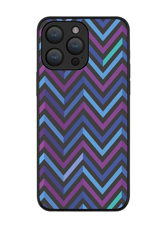 Stylizedd Cover for iPhone 15 Pro Case Rugged Black Slim fit Soft Flexible Anti Drop TPU Gel Thin Protective Phone Cases - Deep Chevron - Image 1
