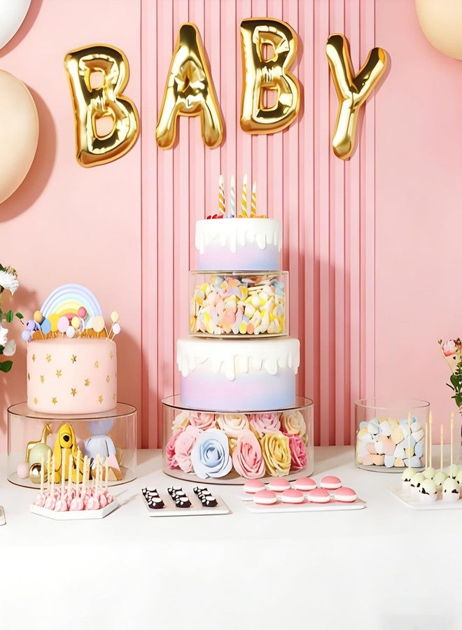 GBACHOOSE 4PCS Acrylic Cake Stand 4”6'' 8'' 10”Clear Cake Stand, Acrylic Cake Separators Fillable Cake Stands Round 2 Tier for Dessert Wedding Birthday Party - Image 4