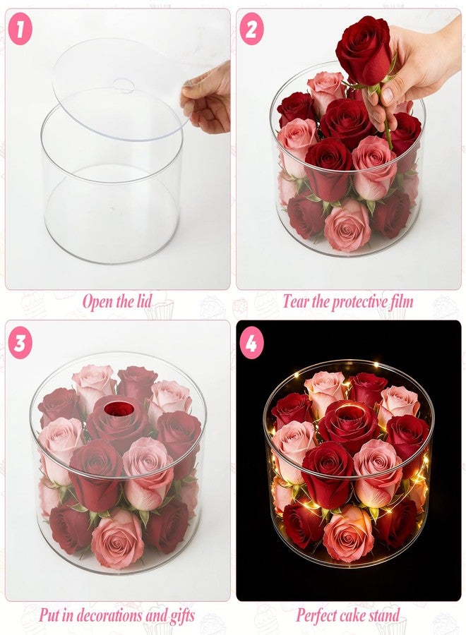 GBACHOOSE 4PCS Acrylic Cake Stand 4”6'' 8'' 10”Clear Cake Stand, Acrylic Cake Separators Fillable Cake Stands Round 2 Tier for Dessert Wedding Birthday Party - Image 3