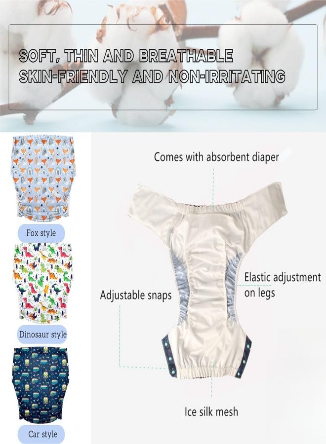 LAROTSUBA Unisex Adult Incontinence Pants,Reusable Diapers for Adults,Adult Cloth Diaper Cover,Incontinence Underwear Suitable for Bedridden,Elderly and Incontinent People（2PCS） Car + Dinosaur XXL - Image 5