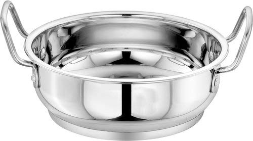 a2s Stainless Steel kadai with encapsulated Bottom and Steel Lid (Diameter 22cm) 3 Liters - Image 1