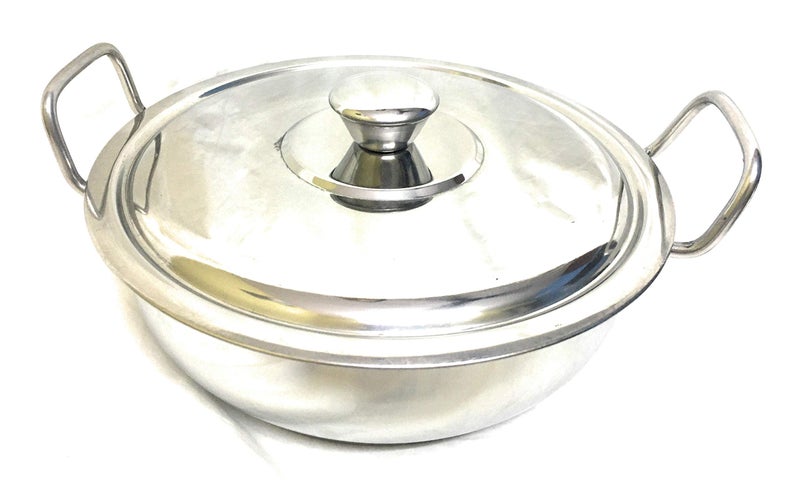 a2s Stainless Steel kadai with encapsulated Bottom and Steel Lid (Diameter 22cm) 3 Liters - Image 3