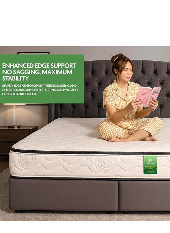 EASELIVING Orthopedic Single Mattress - 24 cm Medium Firm Pillow Top Mattress | Bonnell Spring Mattress with Breathable Fabric | Spine Support for Pressure Relief | 5-Year Warranty (90x190 cm) - Image 3