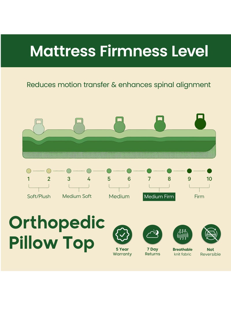 EASELIVING Orthopedic Single Mattress - 24 cm Medium Firm Pillow Top Mattress | Bonnell Spring Mattress with Breathable Fabric | Spine Support for Pressure Relief | 5-Year Warranty (90x190 cm) - Image 4