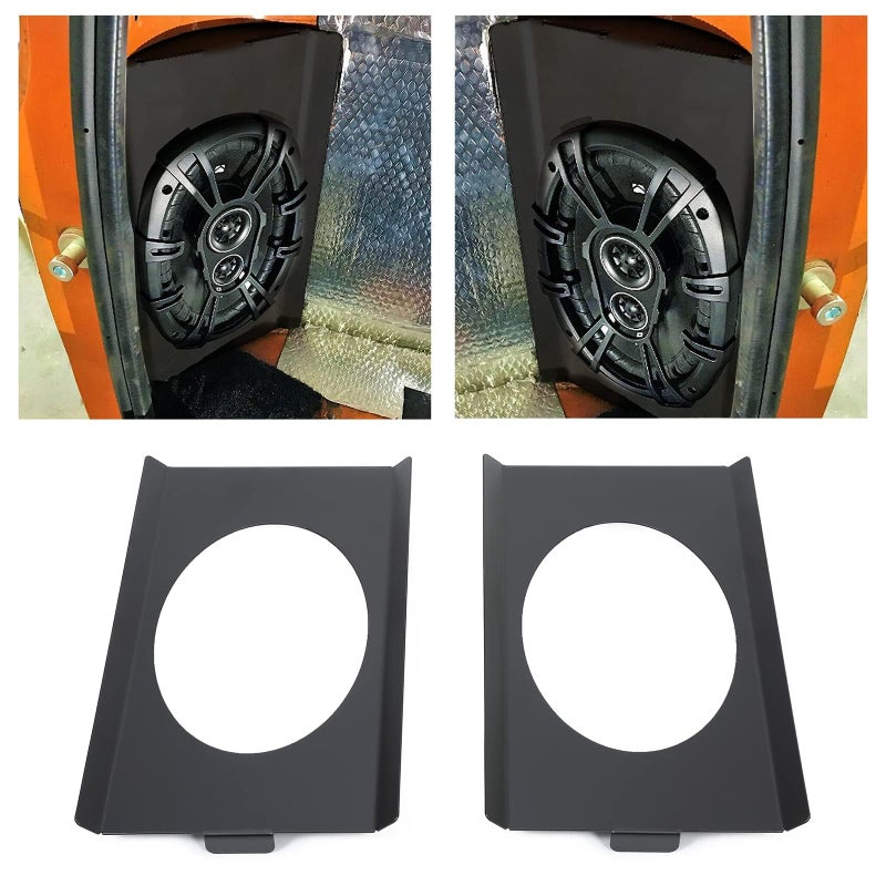 ECOTRIC Behind Seat Speaker Brackets Compatible with 1973-1987 Chevy/GMC C10 Single Crew Cab Pickup for 6x9 Speakers Rear Corner Square Body Mounting Replacement Audio Stereo Upgrade Black Steel 2pcs - Image 1