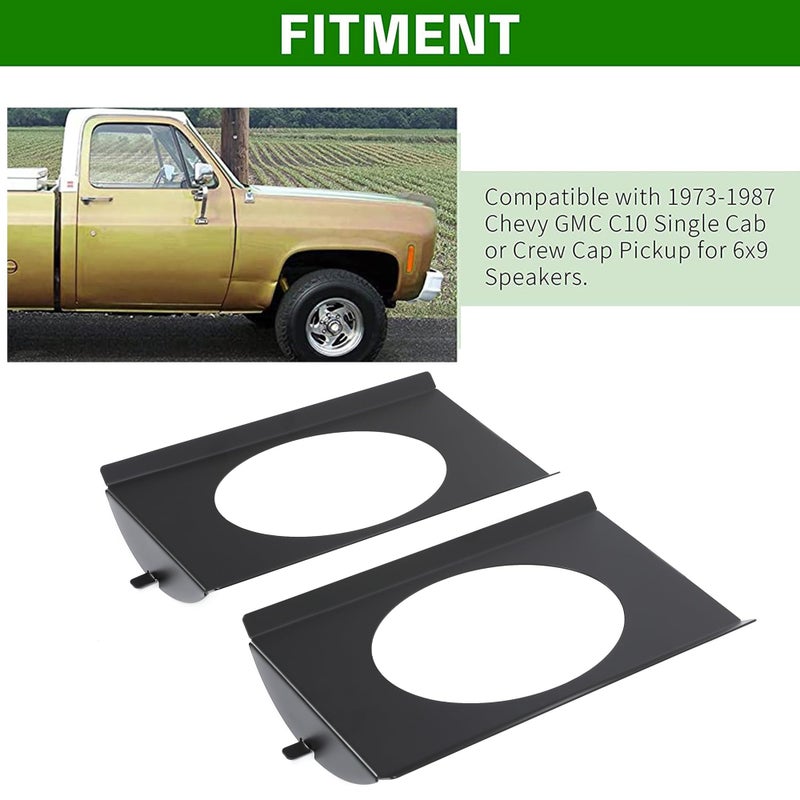 ECOTRIC Behind Seat Speaker Brackets Compatible with 1973-1987 Chevy/GMC C10 Single Crew Cab Pickup for 6x9 Speakers Rear Corner Square Body Mounting Replacement Audio Stereo Upgrade Black Steel 2pcs - Image 2