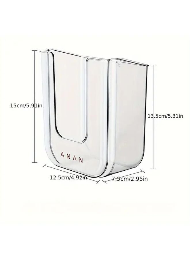 حامل علبة المناديل البلاستيكي الأبيض الشفاف المثبت على الحائط لتخزين الحمام - Image 1