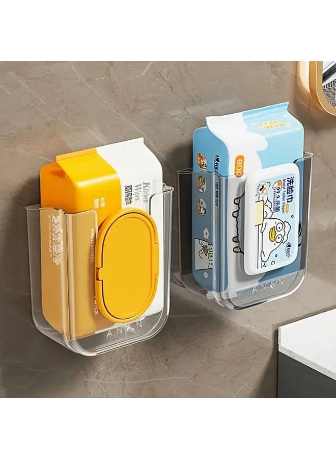 حامل علبة المناديل البلاستيكي الأبيض الشفاف المثبت على الحائط لتخزين الحمام - Image 2