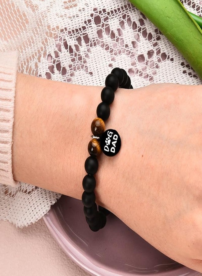 Sisadodo Dog Dad Christmas Gifts for Men Charm Bead Bracelet for Dog Lover Birthday Gifts for Dad Papa Natural Stone Bracelets for Friends Husband Dog Dad Breeder Owner Gifts for Son Brother Nephew - Image 4