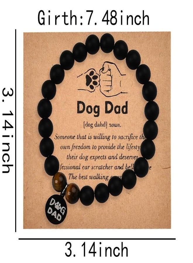 Sisadodo Dog Dad Christmas Gifts for Men Charm Bead Bracelet for Dog Lover Birthday Gifts for Dad Papa Natural Stone Bracelets for Friends Husband Dog Dad Breeder Owner Gifts for Son Brother Nephew - Image 2