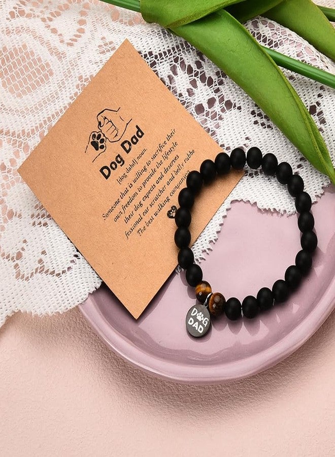 Sisadodo Dog Dad Christmas Gifts for Men Charm Bead Bracelet for Dog Lover Birthday Gifts for Dad Papa Natural Stone Bracelets for Friends Husband Dog Dad Breeder Owner Gifts for Son Brother Nephew - Image 5