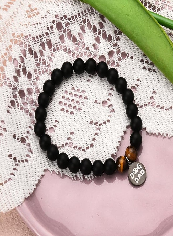 Sisadodo Dog Dad Christmas Gifts for Men Charm Bead Bracelet for Dog Lover Birthday Gifts for Dad Papa Natural Stone Bracelets for Friends Husband Dog Dad Breeder Owner Gifts for Son Brother Nephew - Image 3