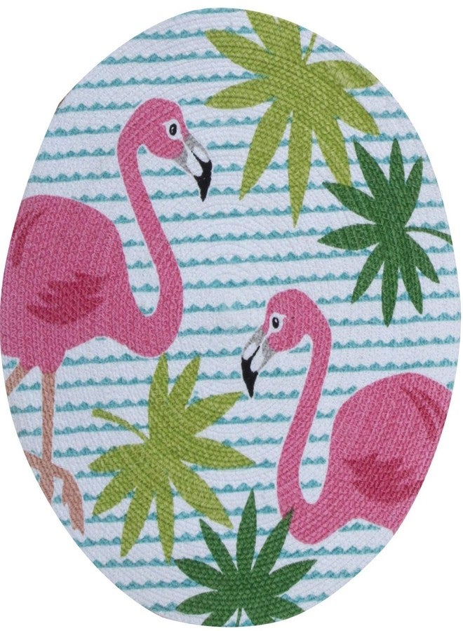 Herrschners Flamingos and Palm Fronds Round Braided Placemats Set of 4 Kitchen or Dining - Image 2