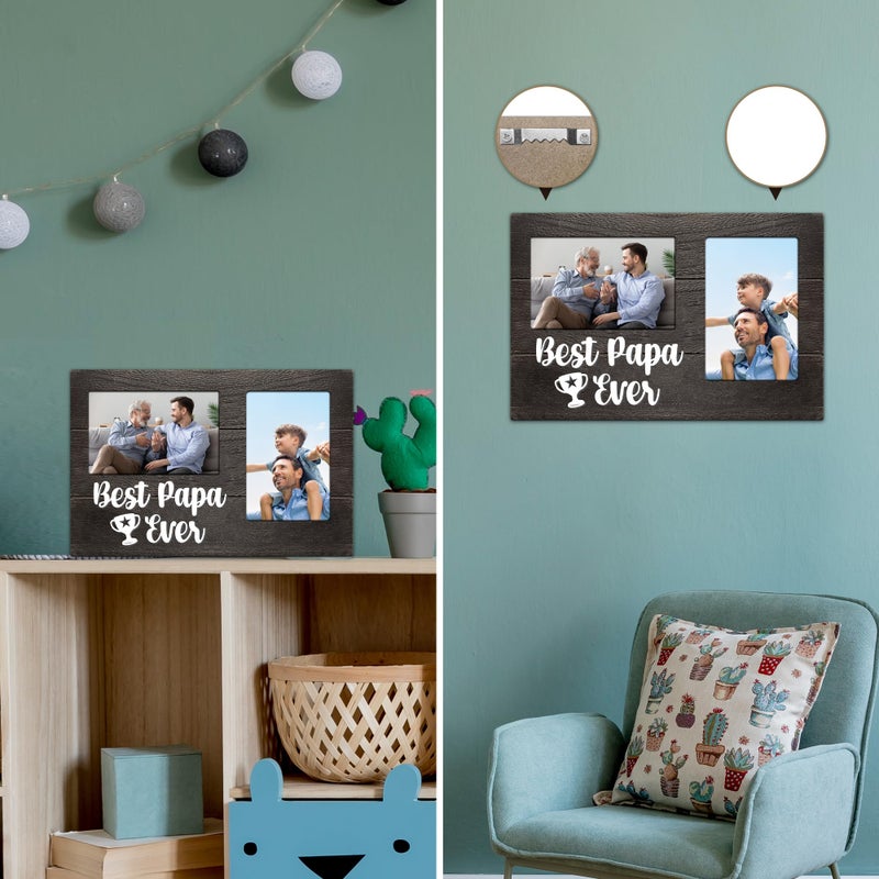 JNDJE هدايا Jndje لـ Papa Christmas Papa Gifts 3D Photo Frame عقد 4 × 6 بوصات صورتين أفضل هدية هدية هدية هدية من يوم الحفيد من يوم بابا الذي لا يريد شيئًا - Image 4
