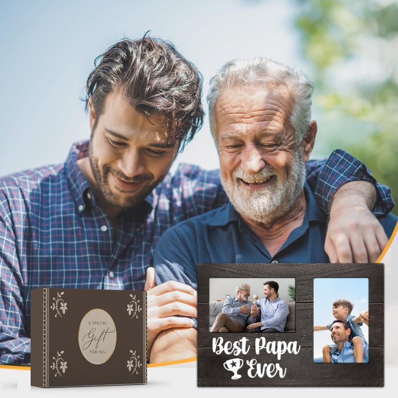 JNDJE هدايا Jndje لـ Papa Christmas Papa Gifts 3D Photo Frame عقد 4 × 6 بوصات صورتين أفضل هدية هدية هدية هدية من يوم الحفيد من يوم بابا الذي لا يريد شيئًا - Image 3