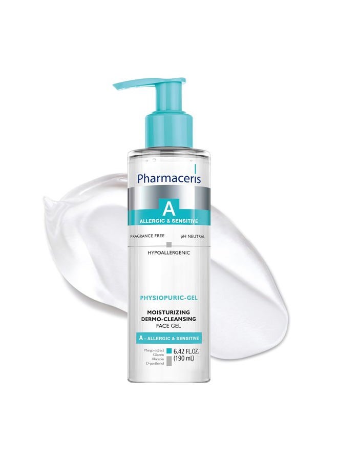 Pharmaceris PHYSIOPURIC-GEL Moisturizing Dermo Cleansing Face Gel, Facial Cleanser, Gently Cleanses, Removes Impurities & Makeup, Hydrates & Soothes Allergic & Sensitive Skin, Face Wash, 6.42 fl oz  - Image 1