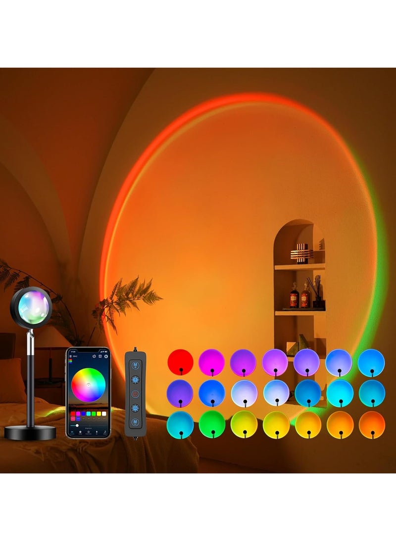 general Sunset Lamp Projection, Not Only 21 Colors Sunset Lights, 180 Degree Rotation Led Light, Push Button Switch & APP Control Projector for Party Bedroom Decor - Image 1