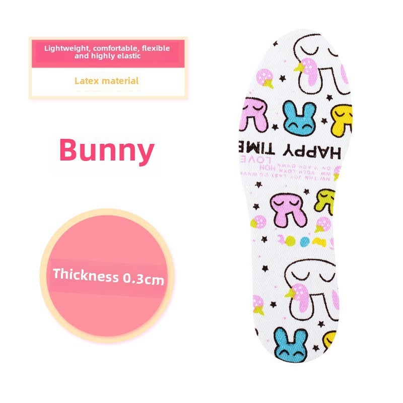 Kids Latex Insoles Soft Cut-to-Fit Support Rabbit 