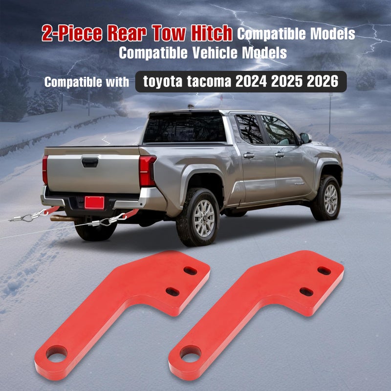 Hosile Rear Tow Hooks Compatible with 2024 2025 2026 Toyota Tacoma, Rear Recovery Points Kit, Recovery Points Hooks for Off Road Towing and Vehicle Recovery, Heavy Duty Carbon Steel, 2PC - Image 2