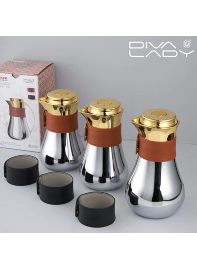 DIVA LADY ✨ Diva Lady Luxury Vacuum Flask – Stainless Steel Exterior 🪞 & steel Interior 🫖 | Silver-Gold Design - Image 1