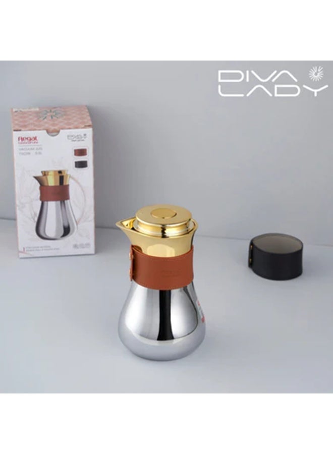DIVA LADY ✨ Diva Lady Luxury Vacuum Flask – Stainless Steel Exterior 🪞 & steel Interior 🫖 | Silver-Gold Design - Image 3
