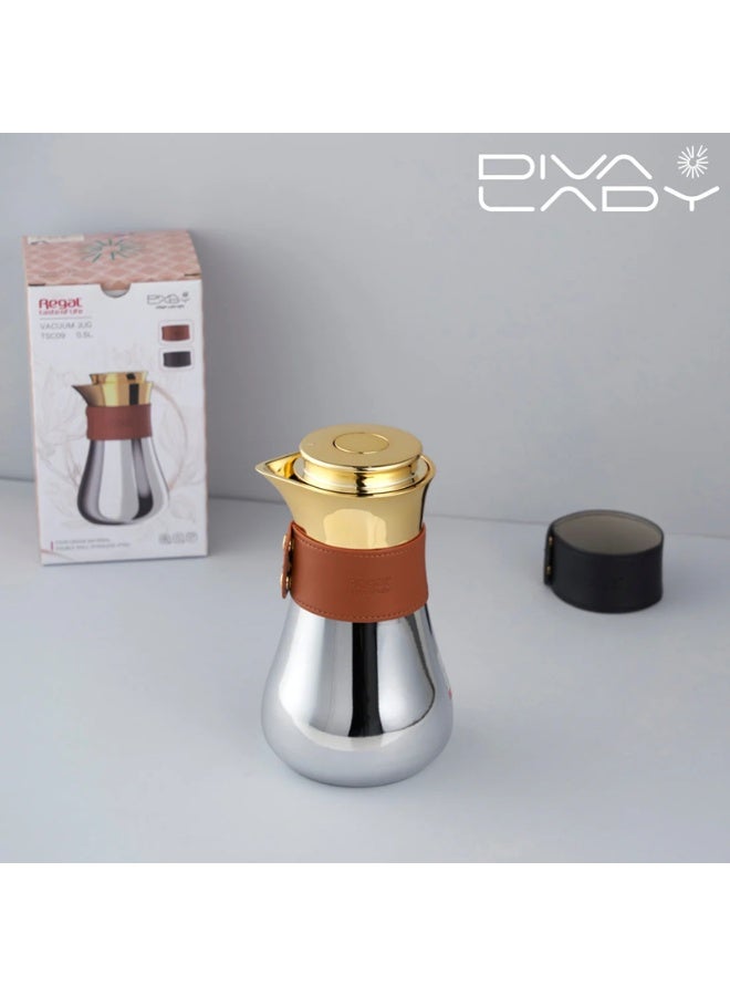 DIVA LADY ✨ Diva Lady Luxury Vacuum Flask – Stainless Steel Exterior 🪞 & steel Interior 🫖 | Silver-Gold Design - Image 4
