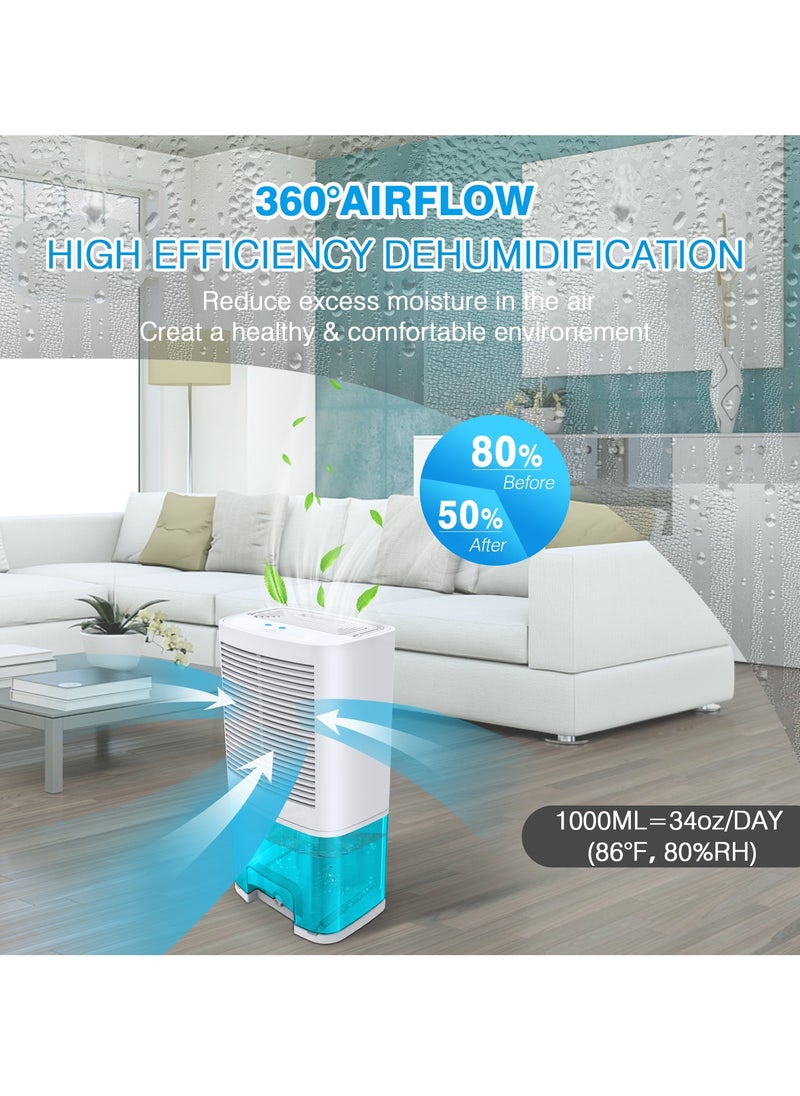 Arabest - Dehumidifier Quiet Small Dehumidifier Bedroom Portable Dehumidifier Basement Dehumidifier with Drainer Bathroom Home Wardrobe Camper Dehumidifier 64oz Home - Image 1