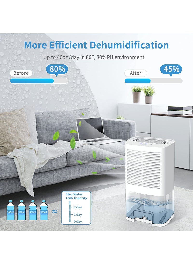 Arabest - Dehumidifier Quiet Small Dehumidifier Bedroom Portable Dehumidifier Basement Dehumidifier with Drainer Bathroom Home Wardrobe Camper Dehumidifier 64oz Home - Image 1
