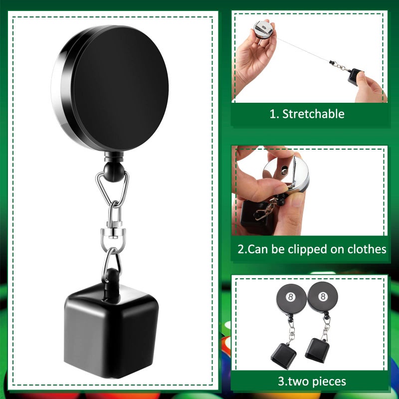 Lewtemi Billiards Snooker Pool Cue Chalk Holder, 2 Pieces Retractable Snooker Practical Tool with Belt Clip for Billiards Chalk Tip Holder - Image 3