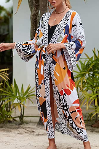 YouKD Women's Summer Boho Cardigan Plus Size Dress Beach Coverup Robe Long Kimono One Size Bathrobes - Image 5