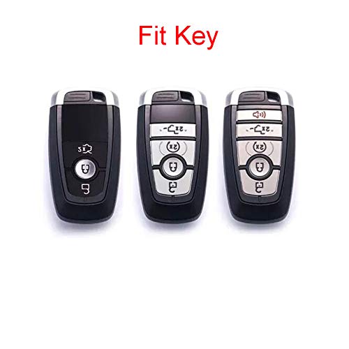 Royalfox(TM) 3 4 5 Buttons TPU Smart keyless Remote Key Fob case Cover for 2017 2018 2019 2020 Ford Mustang Explorer Edge Fusion Mondeo F150 F250 F350 F450 F550 (Black Carbon Fiber Texture) - Image 2