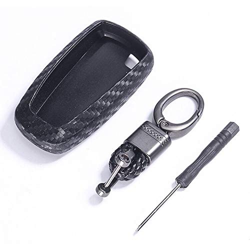 Royalfox(TM) 3 4 5 Buttons TPU Smart keyless Remote Key Fob case Cover for 2017 2018 2019 2020 Ford Mustang Explorer Edge Fusion Mondeo F150 F250 F350 F450 F550 (Black Carbon Fiber Texture) - Image 3
