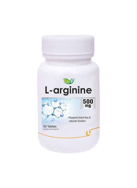 Biotrex Nutraceuticals L-arginine - 500mg, Supports blood flow and vascular function (60 Tablets) - Pack of 2