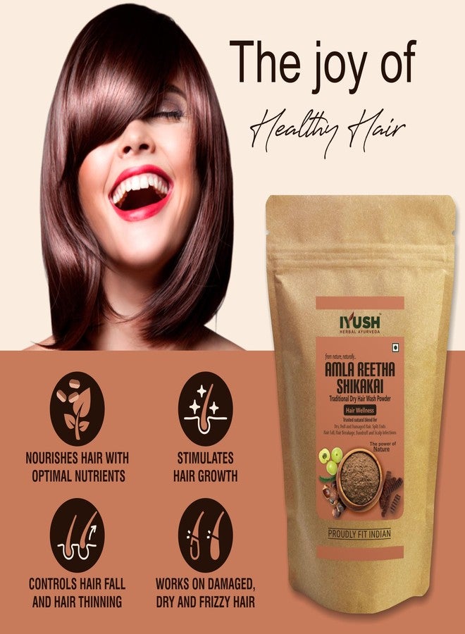 IYUSH Herbal Ayurveda Amla Reetha Shikakai Powder for Hair - 400gm | Hair Mask for Hair Growth | Hair Volume Powder | Hair Pack for Hair Growth | Traditional Herbal Hair Wash Powder | - Image 4