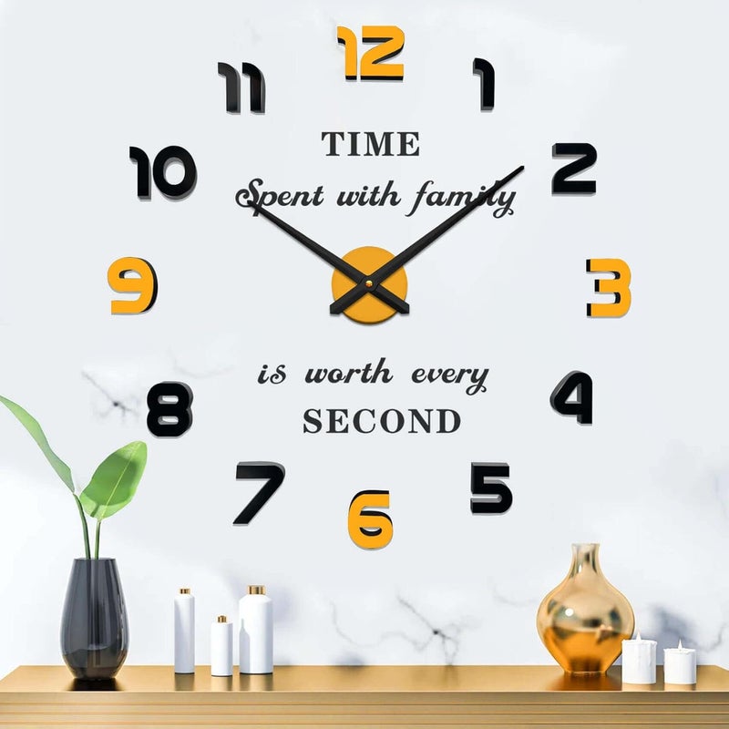 VANGOLD Modern Mute DIY Large Wall Clock 3D Sticker Big Wall Clocks for Home Office Decor Gift - Image 1