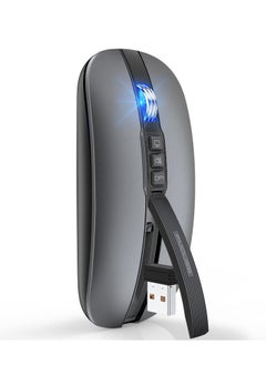 FMOUSE ماوس M113 2.4 جيجا هرتز لاسلكي BT5.1 نحيف قابل لإعادة الشحن لأجهزة الكمبيوتر الشخصية والكمبيوتر المحمول مع مستقبل USB 2400 نقطة في البوصة بمستوى قابل للتعديل  - Image 1