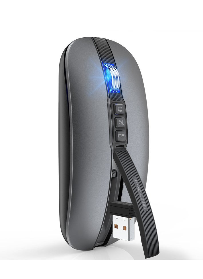 FMOUSE - ماوس M113 2.4 جيجا هرتز لاسلكي BT5.1 نحيف قابل لإعادة الشحن لأجهزة الكمبيوتر الشخصية والكمبيوتر المحمول مع مستقبل USB 2400 نقطة في البوصة بمستوى قابل للتعديل - Image 1