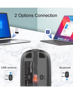 FMOUSE ماوس M113 2.4 جيجا هرتز لاسلكي BT5.1 نحيف قابل لإعادة الشحن لأجهزة الكمبيوتر الشخصية والكمبيوتر المحمول مع مستقبل USB 2400 نقطة في البوصة بمستوى قابل للتعديل  - Image 3