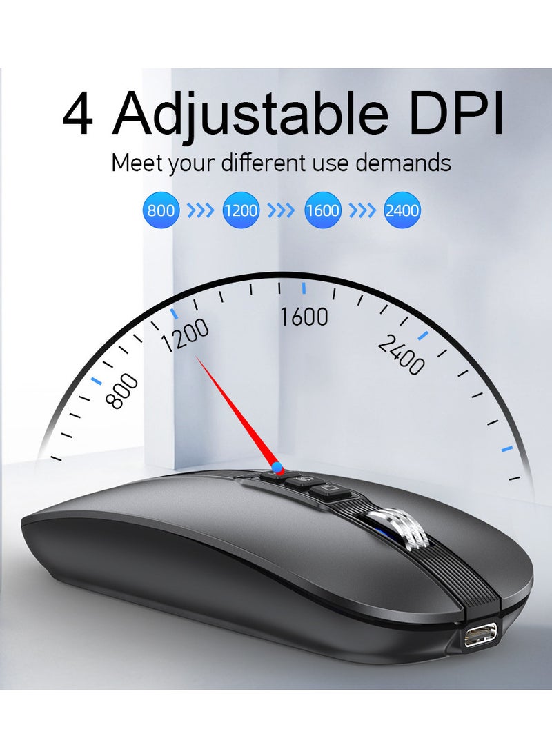 FMOUSE - ماوس M113 2.4 جيجا هرتز لاسلكي BT5.1 نحيف قابل لإعادة الشحن لأجهزة الكمبيوتر الشخصية والكمبيوتر المحمول مع مستقبل USB 2400 نقطة في البوصة بمستوى قابل للتعديل - Image 1