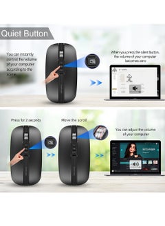 FMOUSE ماوس M113 2.4 جيجا هرتز لاسلكي BT5.1 نحيف قابل لإعادة الشحن لأجهزة الكمبيوتر الشخصية والكمبيوتر المحمول مع مستقبل USB 2400 نقطة في البوصة بمستوى قابل للتعديل  - Image 5