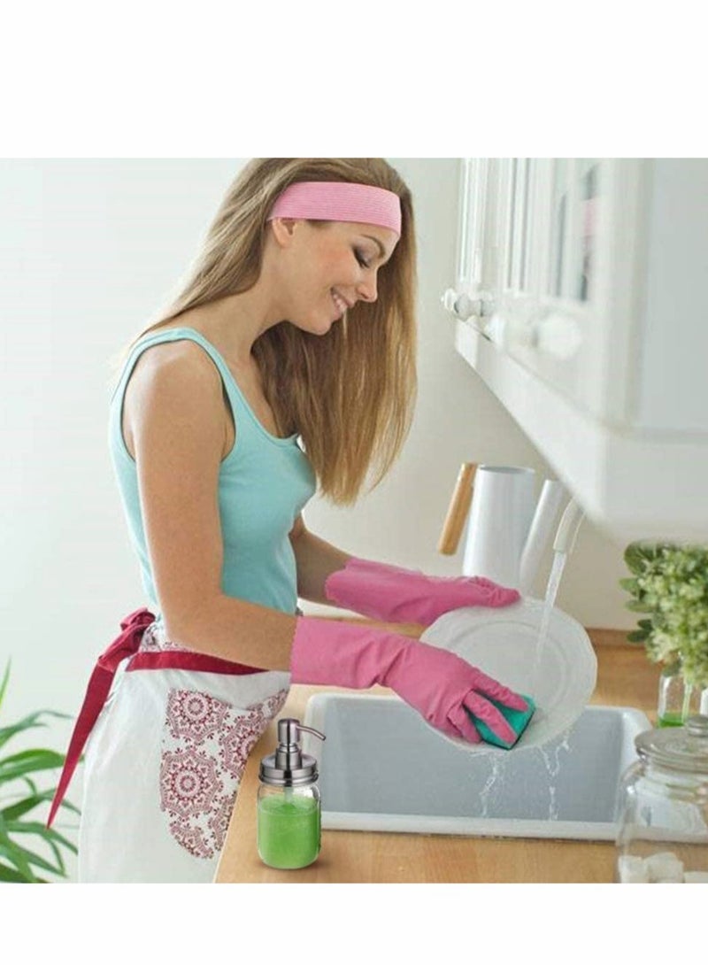 Clear Glass Jar Soap Dispenser with Stainless steel pump Classic Decor for Bathroom Kitchen Farmhouse Decor Great for Essential Oils, Lotions, Liquid Soaps (Stainless Steel) 2 pcs - Image 3