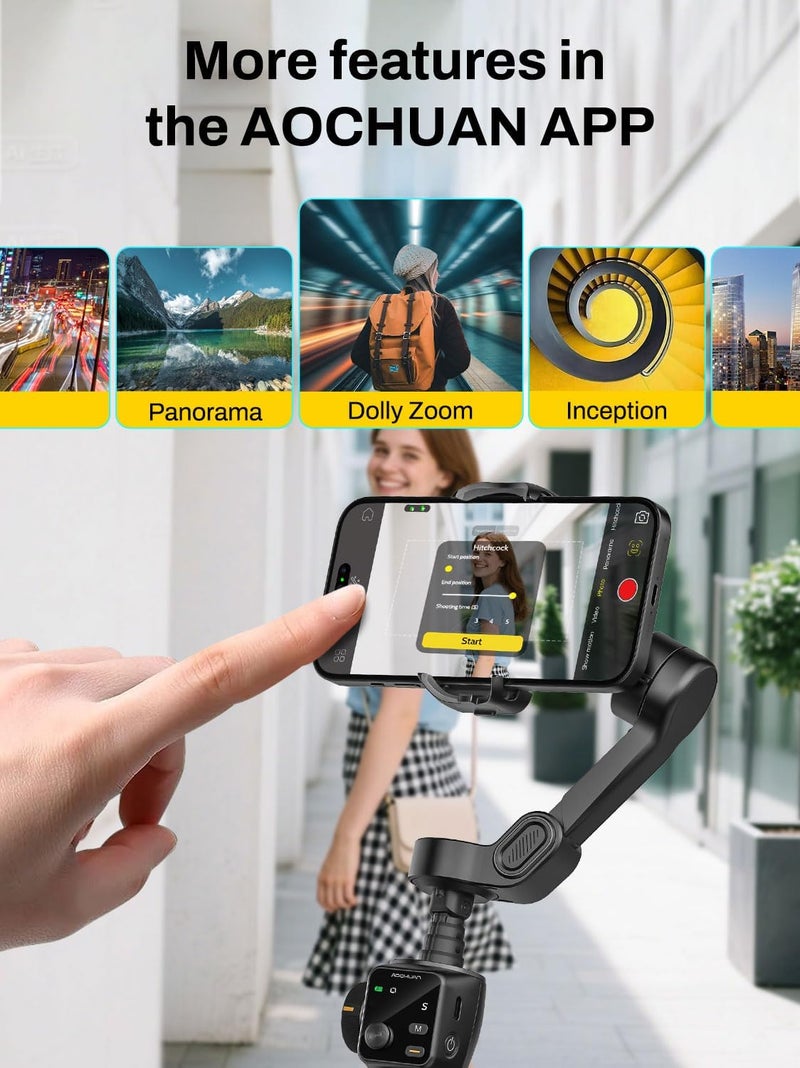 AOCHUAN Smart V8 3-Axis Gimbal Stabilizer for Smartphones with 7.8" Extension Rod and OLED Display - Image 5