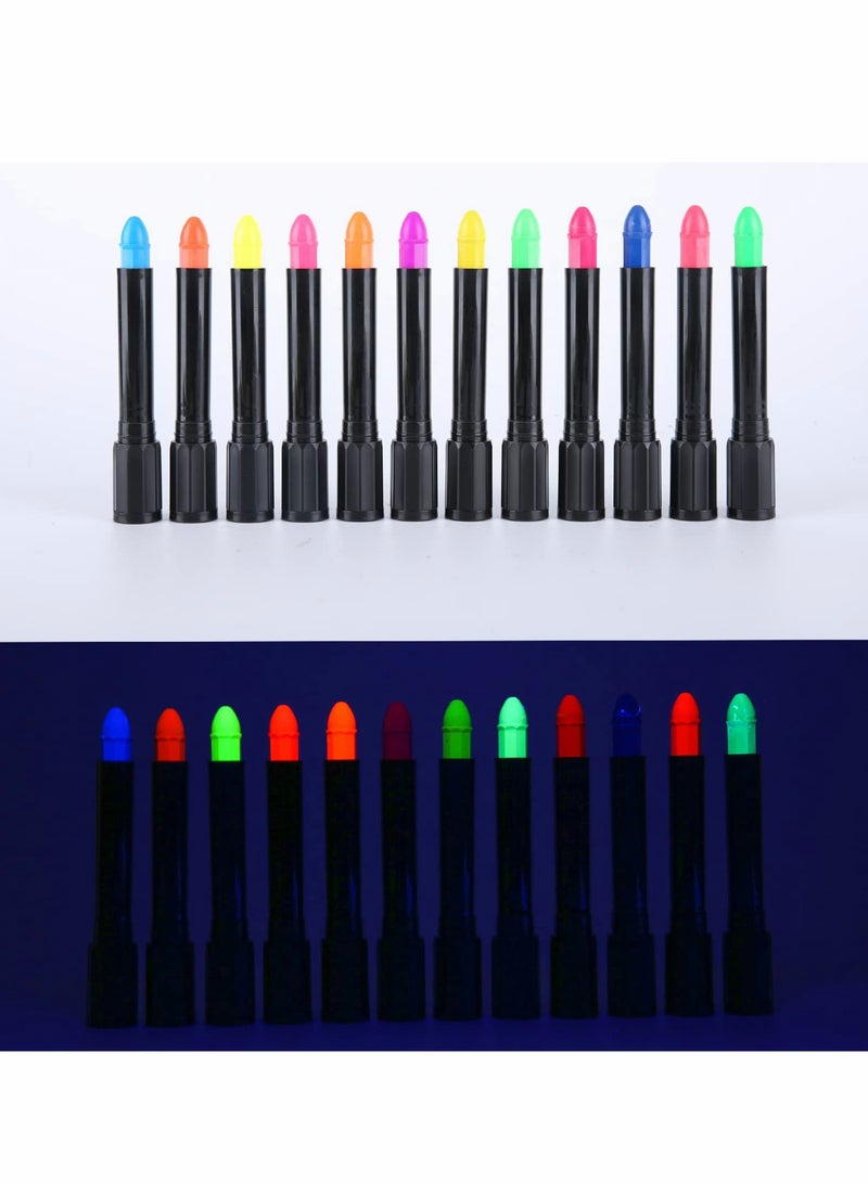 Neon Glow Face Paint Crayons - 12 Colors, Blacklight Body Makeup for Kids & Adults - Fluorescent Carnival Makeup for Face & Body - Image 2