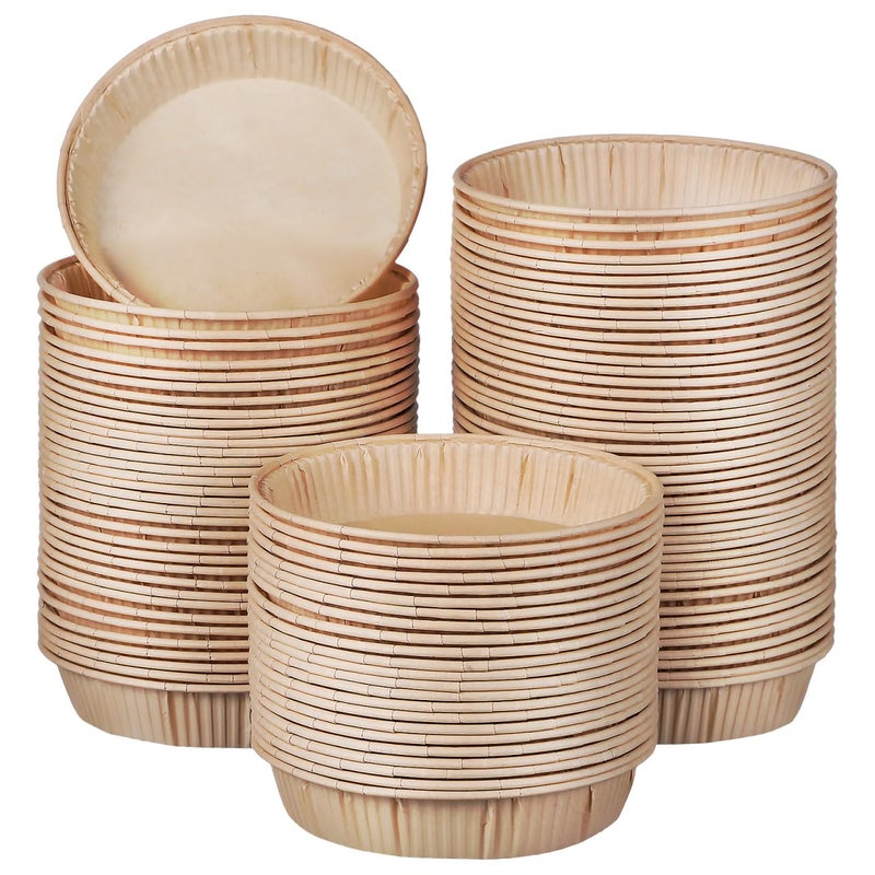 100 Pcs Mini Tart Pans for Baking 4 Inch Round Bottom Parchment Paper Cups Oven and Microwave Safe Ideal for Tarts Pies Quiches and Individual Desserts for Parties and Celebrations