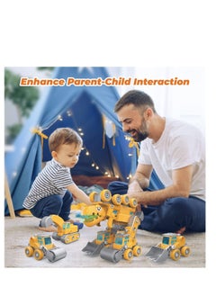 نيبمينينت Construction Truck Toys, 5-in-1 Take Apart Dinosaur Transform Vehicles Set with Egg & Screwdriver, Light Sound, Educational STEM Building Toys Gifts for 4+ Year Old Boys Girls  - Image 3