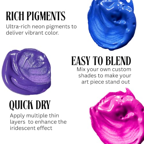 Artiggle Neon Acrylic Paint Set 20ml Each | DIY Acrylic Colours for Painting | Non-Cracking Multi-Surface Fluorescent Paints for Canvas Wood Paper | Art and Craft Paints | Best Acrylic Paint Set | Best Gift for Artists ages 4-13 - Image 4