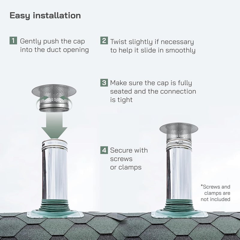 Vent Systems 6" Inch Round Chimney Cap – Galvanized Steel Roof Vent Cap with Rubber Seal - Heavy-Duty Rain Vent Cover for Wood Stoves, Exhaust Vents, Furnace Pipes, HVAC Flue Protection – Outdoor Use - Image 4