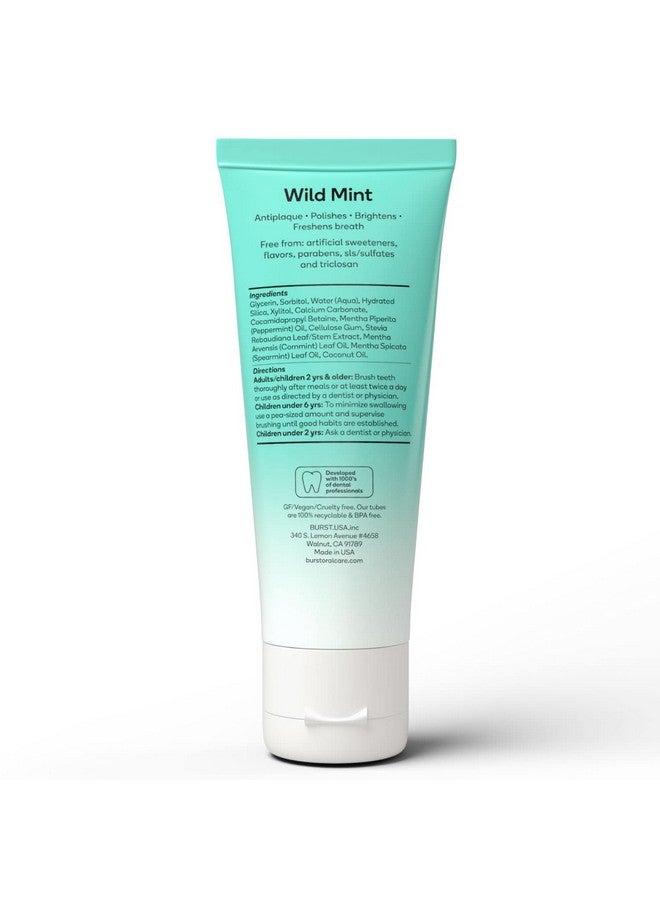 بيرست معجون أسنان BURST الخالي من الفلورايد - معجون أسنان مبيض لإزالة البقع - معجون أسنان حساس مع إكسيليتول - نباتي، خالٍ من الجلوتين، خالٍ من كبريتات لوريل الصوديوم - نعناع بري، 4.7 أونصة (عبوتان) - Image 5