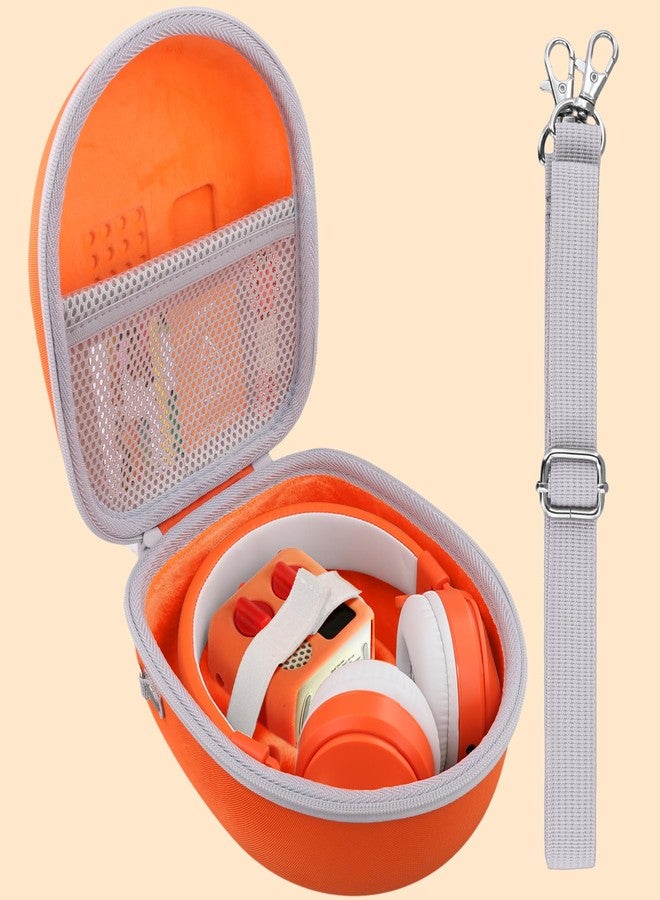 Baval Storage Case Compatible with YOTO Mini (2024 Edition) Kids Screen-Free Bluetooth Audio Player + Wired Headphones Bundle(Orange Case,Gray Zipper) - Image 2